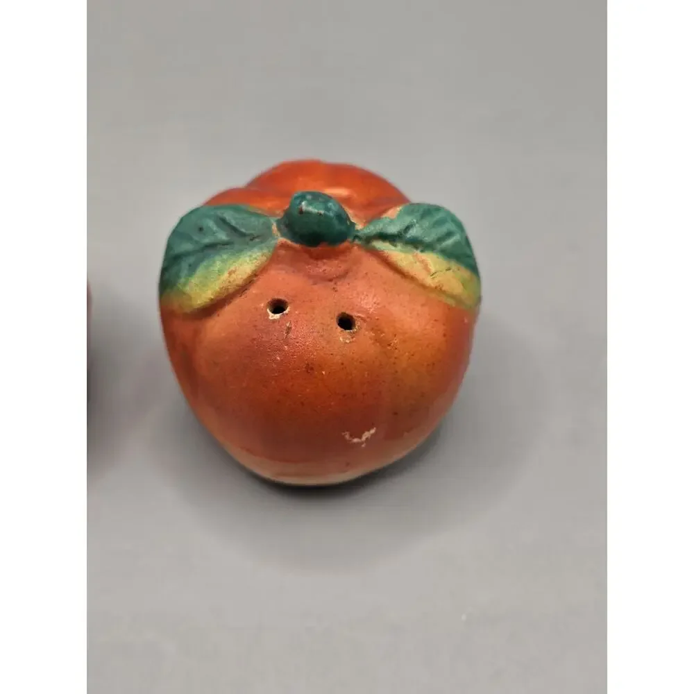 Vintage Tomato(Peach?) Salt Pepper Shakers Japan MCM-see Photos